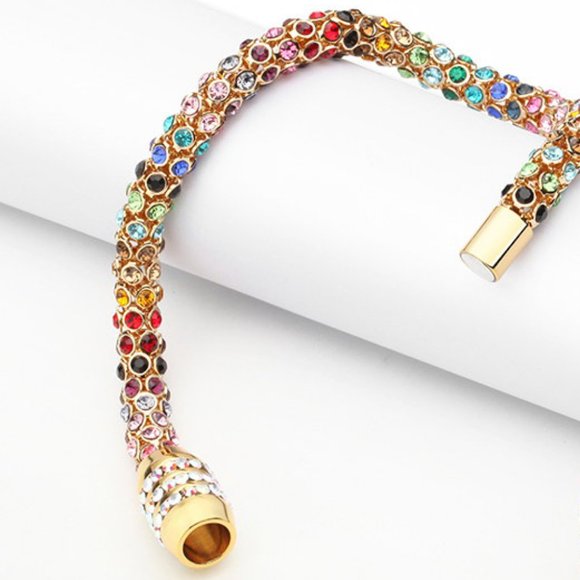 Inlaid Rhinestone Copper Bracelet For Women - Picture 3 of 9